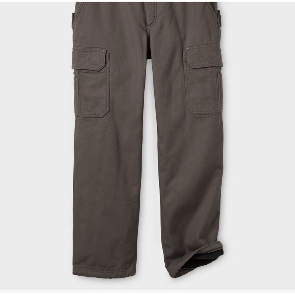 NWT - Duluth Trading Co Men's Dark Brown Fleece lined Cargo Pants: 38 x 34 - Picture 2 of 13